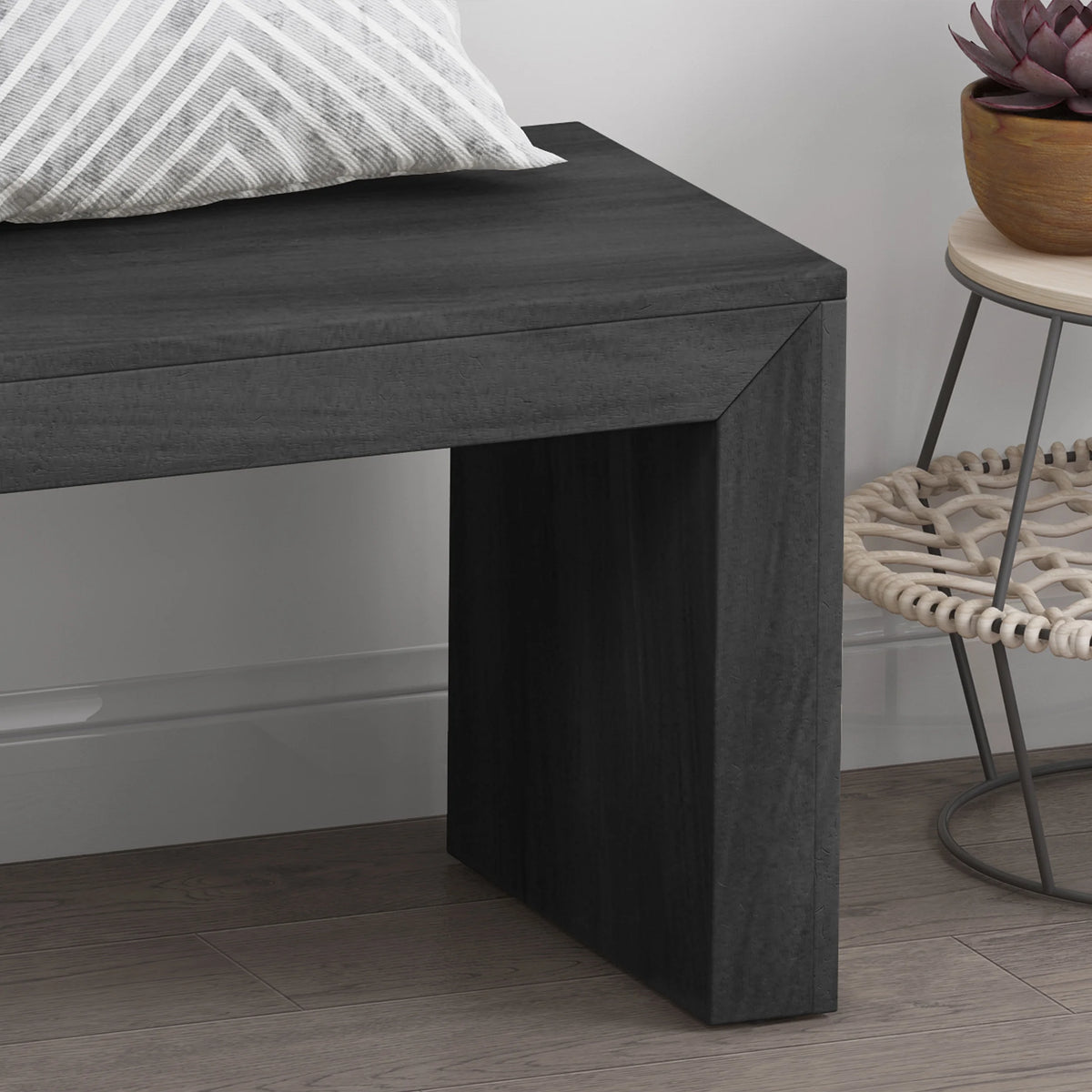 Noble House Krislynn Farmhouse Acacia Wood Dining Bench, Black