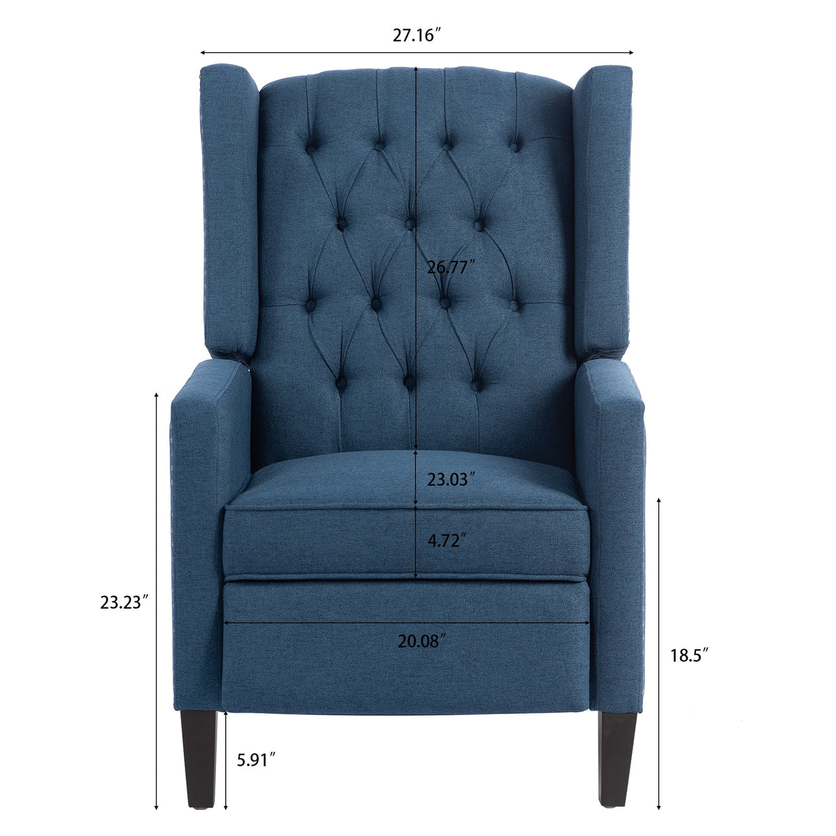 Recliner Chair, Living Room Chairs with Arms, Adjustable Single Reclining Sofa, Home Theater Seating Arm Chair with Thick Padded Seat, Footrest, Lounge Chair for Bedroom, Blue