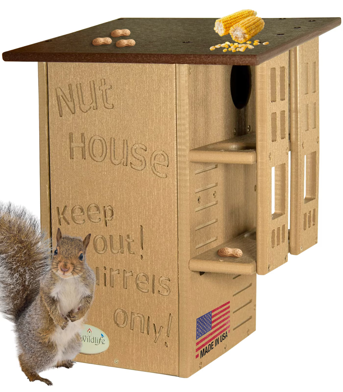 JCs Wildlife Ultimate Squirrel House Nesting Box (Blue/Gray) - A Perfect Home for Squirrels!