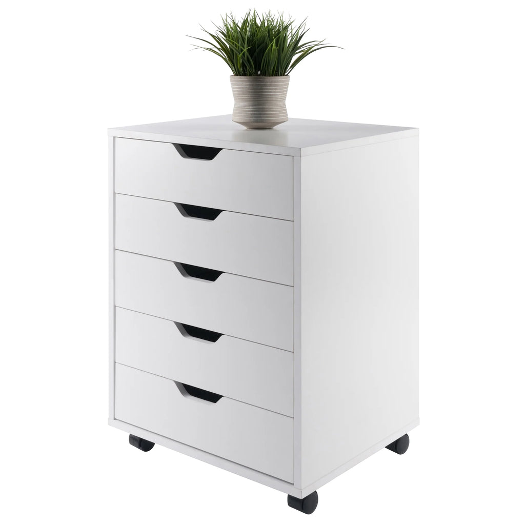 Winsome Halifax 5-Drawer Mobile Cabinet 10519, White Finish