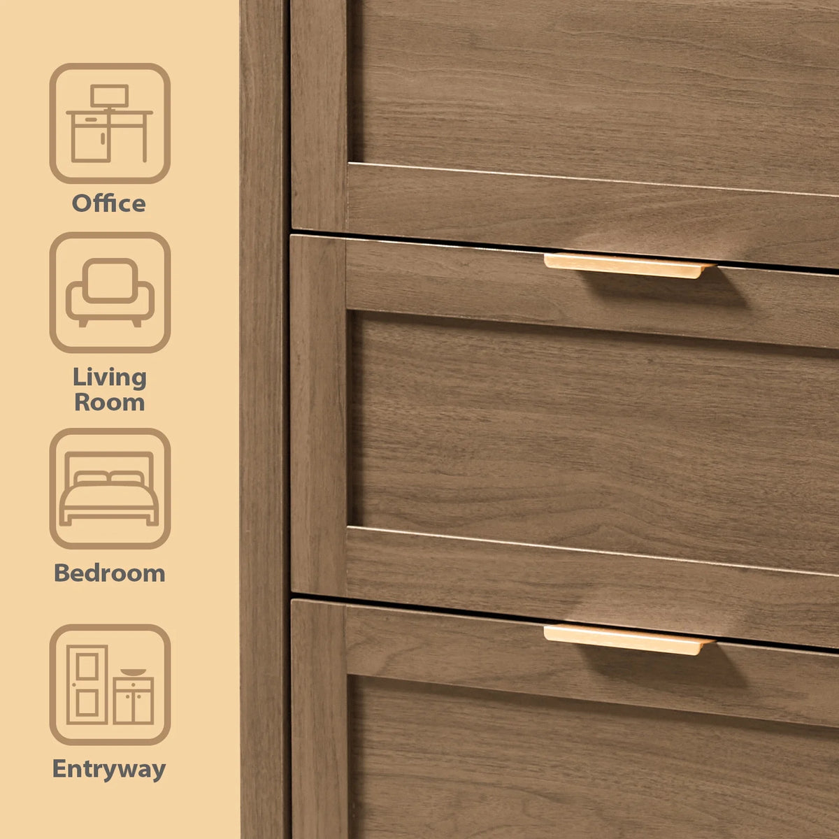 ARKANTOS Wooden 6 Drawer Double Dressers, Wide Chests of Drawers for Bedroom, Natural Oak