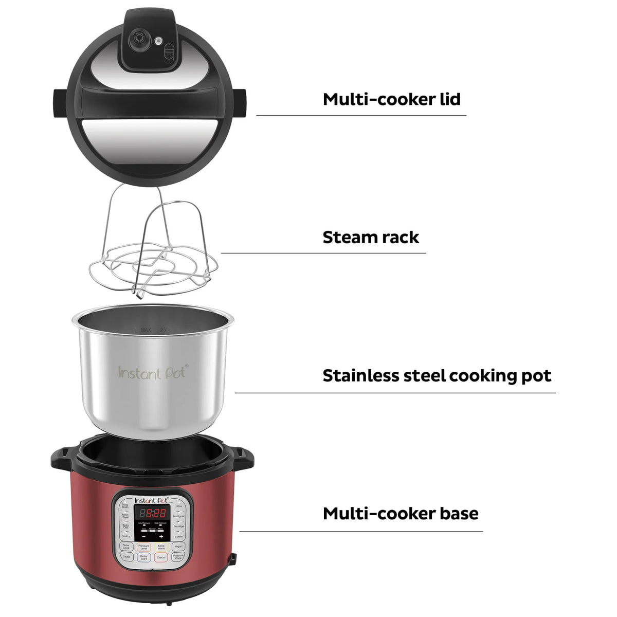 Instant Pot Duo�?6 Quart Multi-Cooker, Red Stainless Steel