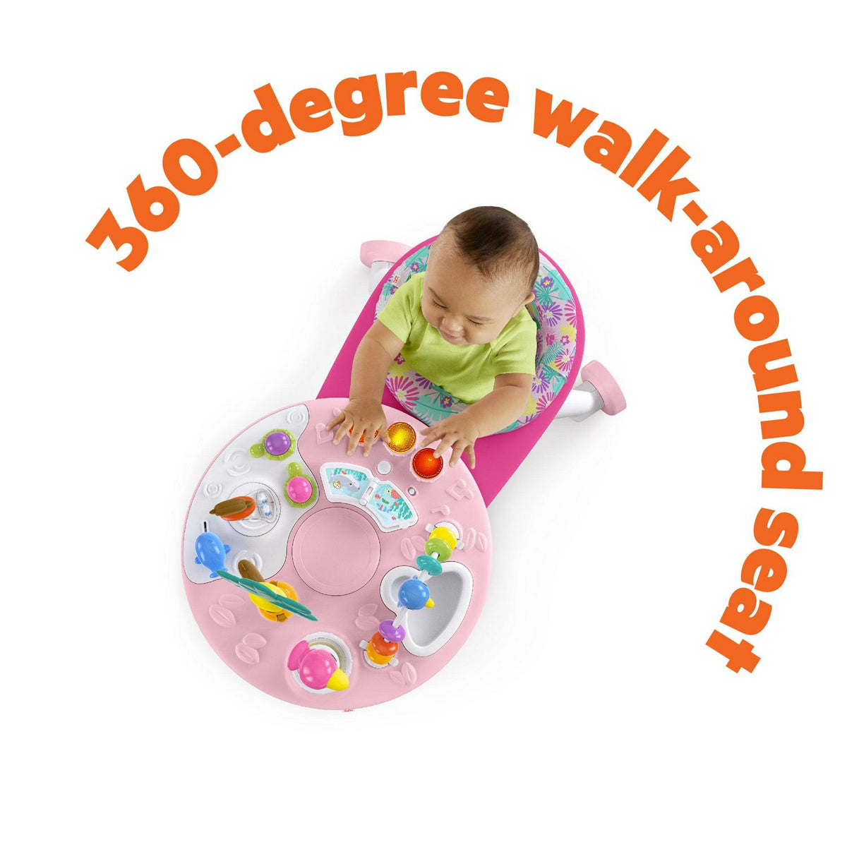 Bright Starts Around We Go 2-in-1 Walk-Around Baby Activity Center &amp; Table. Tropic Coral. Age 6 Months+