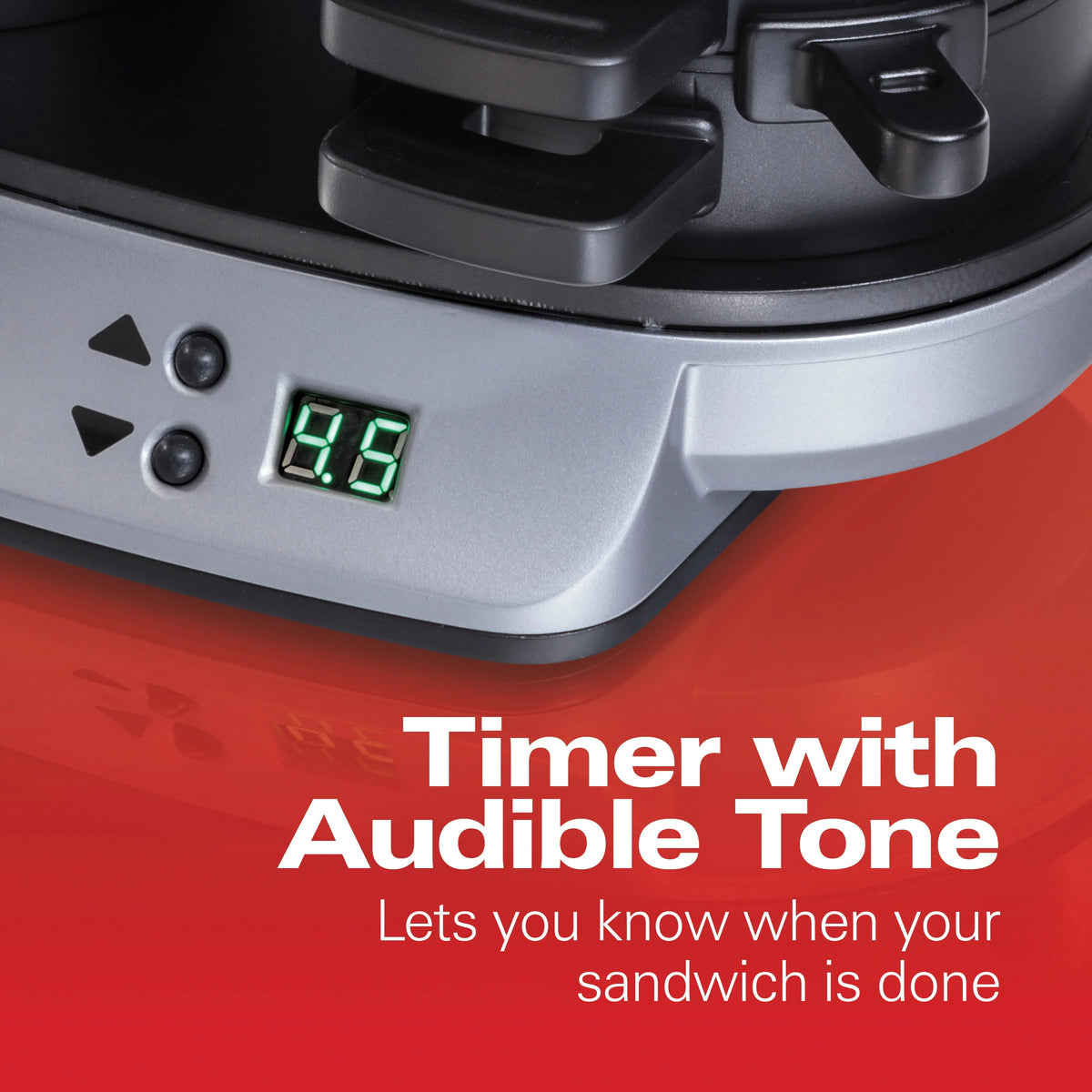 Hamilton Beach Dual Breakfast Sandwich Maker with Timer, 2 Sandwich Capacity, Silver, 25490