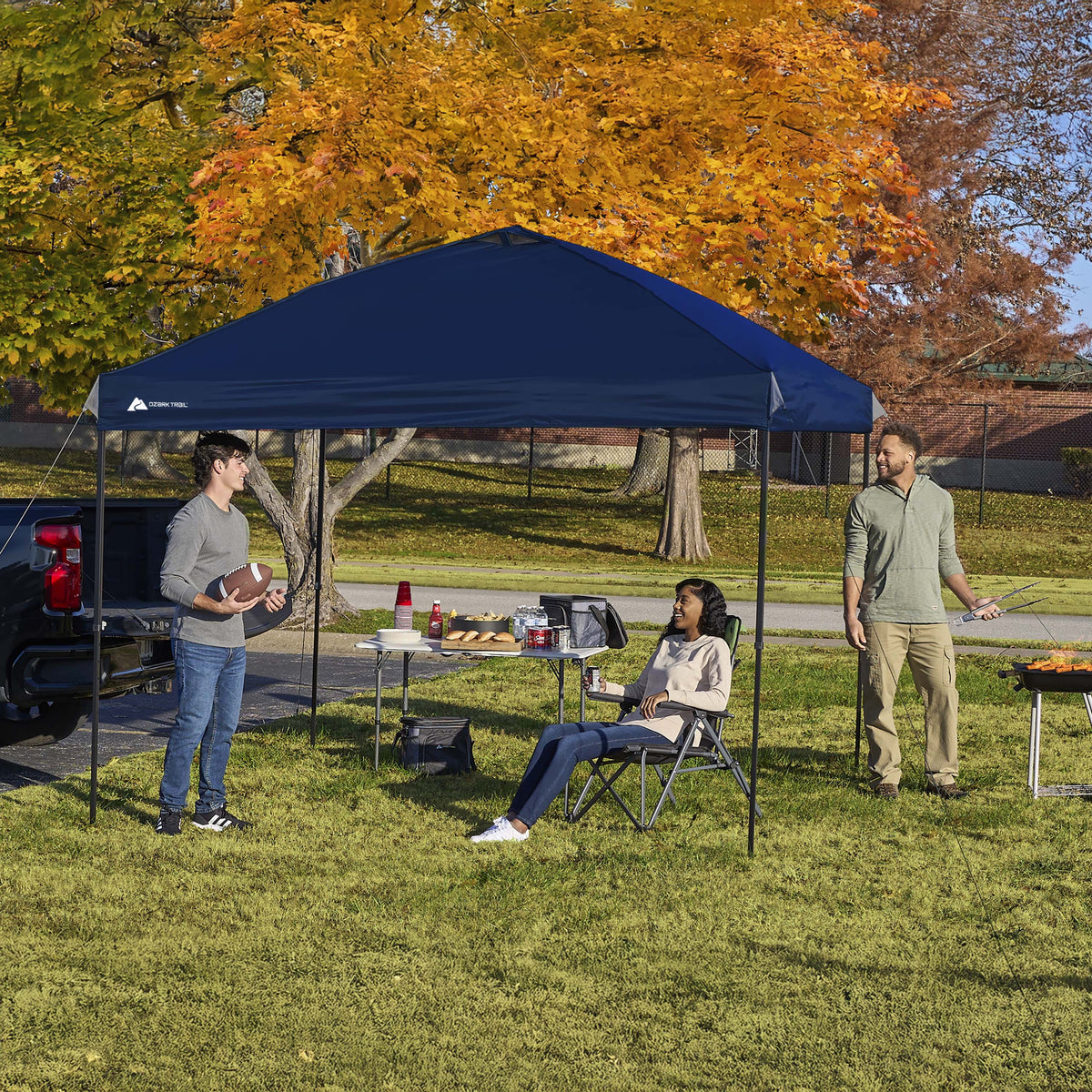 Ozark Trail 10x10 Instant Pop Up Canopy Tent with Simple Push Setup – Straight Leg Pop-Up Tent for Tailgating, Camping & Events, White