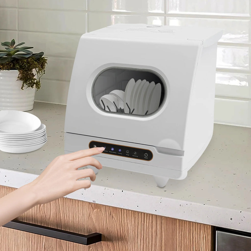 ToppiJoy Portable Countertop Dishwasher with 5 Washing Functions, Quick Wash, Sterilization & Energy-Saving Design �C Ideal for Small Kitchens, Apartments, and Family Homes
