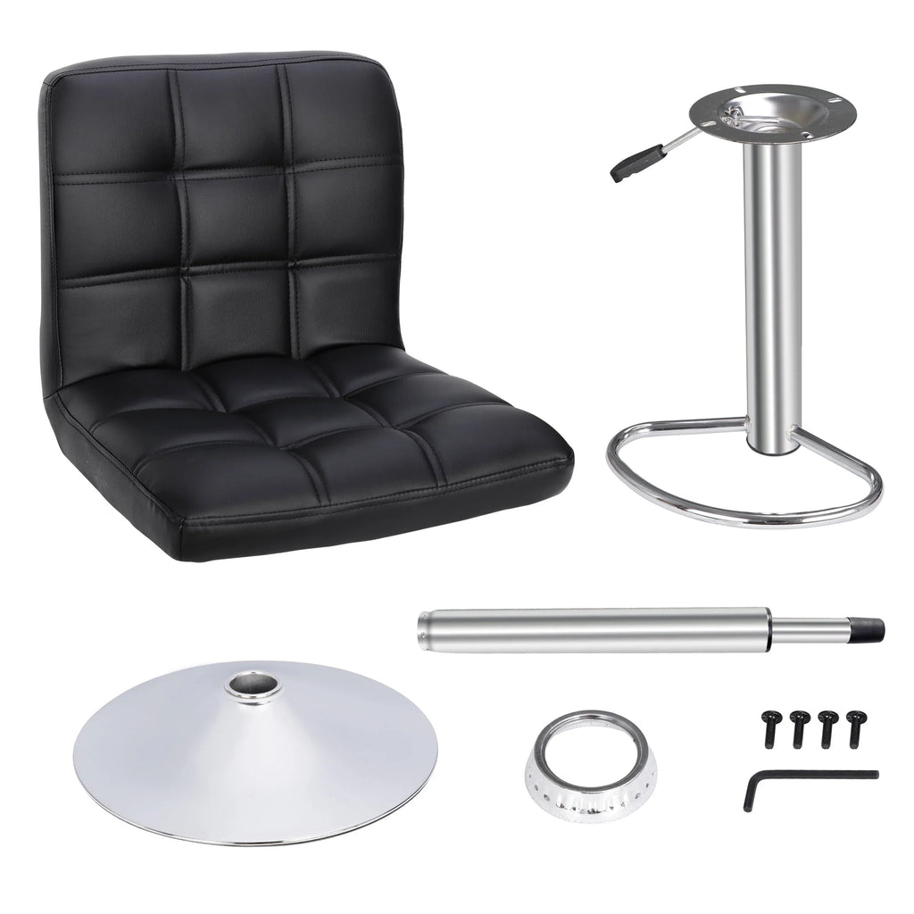 ZENY Set of 4 Bar Stool Soft Cushion Metal Frame 24-32" Swivel Chair, Black