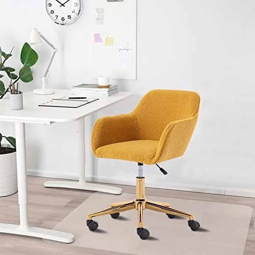Modern Faux Fur Home Office Chair Height Adjustable, White Desk Chair Vanity Chair for Makeup Room, Rolling Desk Chairs with Wheels, Swivel Furry Cute Desk Chair for Teen Girls Women