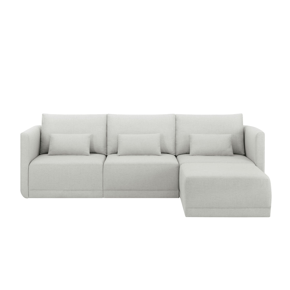 Beautiful Drew Modular Sectional Sofa with Ottoman by Drew Barrymore, Gray Fabric