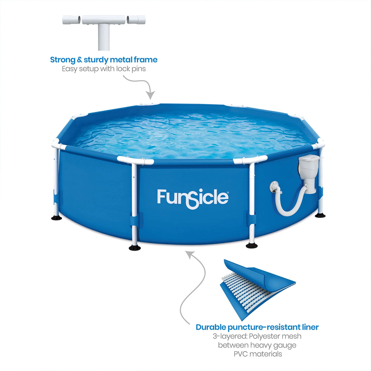 Funsicle 10' x 30" Activity Above Ground Swimming Pool Set with 2-in-1 Pump, Round Frame