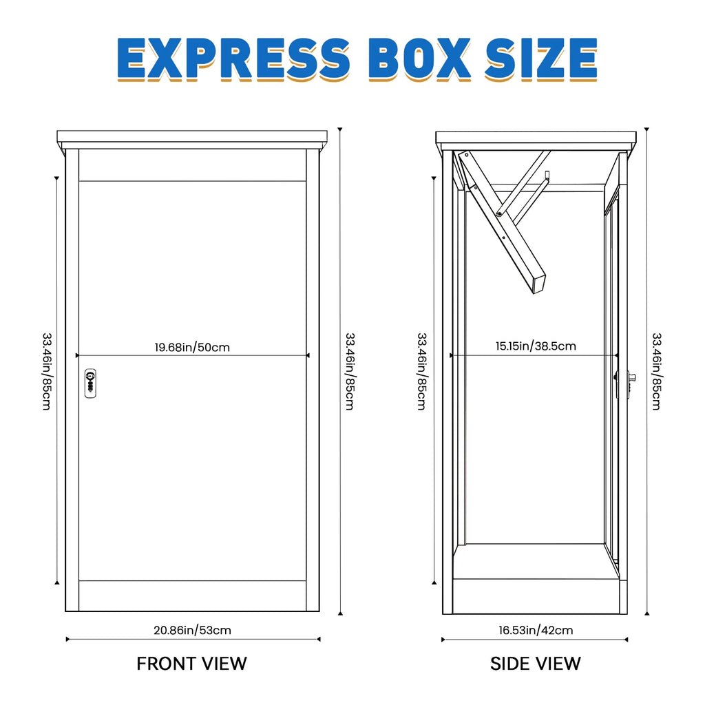 Gaonala Steel Package Delivery Box 19.6x14.4x44.9in Lockable Anti-Theft  Weather-Resistant Extra Large Mailbox For Porch Curbside Black