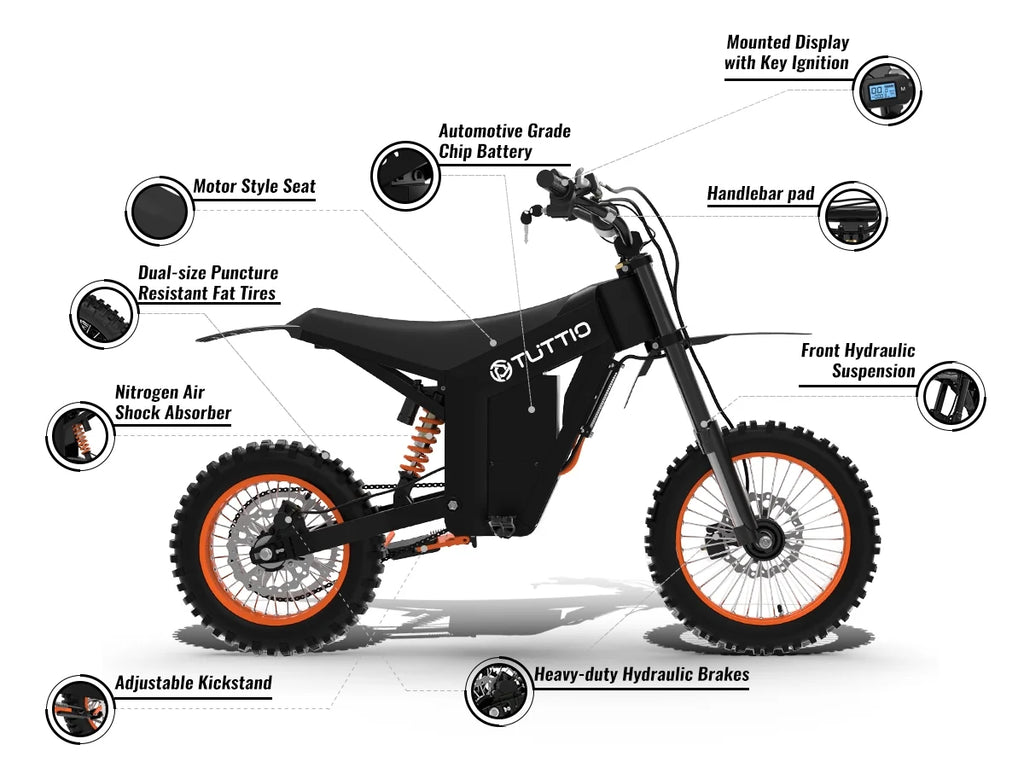 TUTTIO Soleil01 Electric Dirt Bike For Adults,48V 21Ah 200N.m,2000W Motor,Max 37Mph,Maximum Range 45 Miles,Dirt Bikes