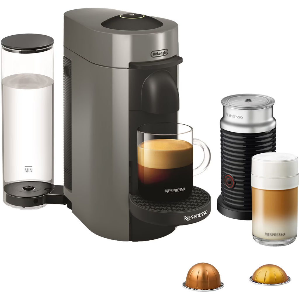 Nespresso New Vertuo Plus Coffee and Espresso Machine by De'Longhi with Aerocinno, Gray, Single-Serve Brewers