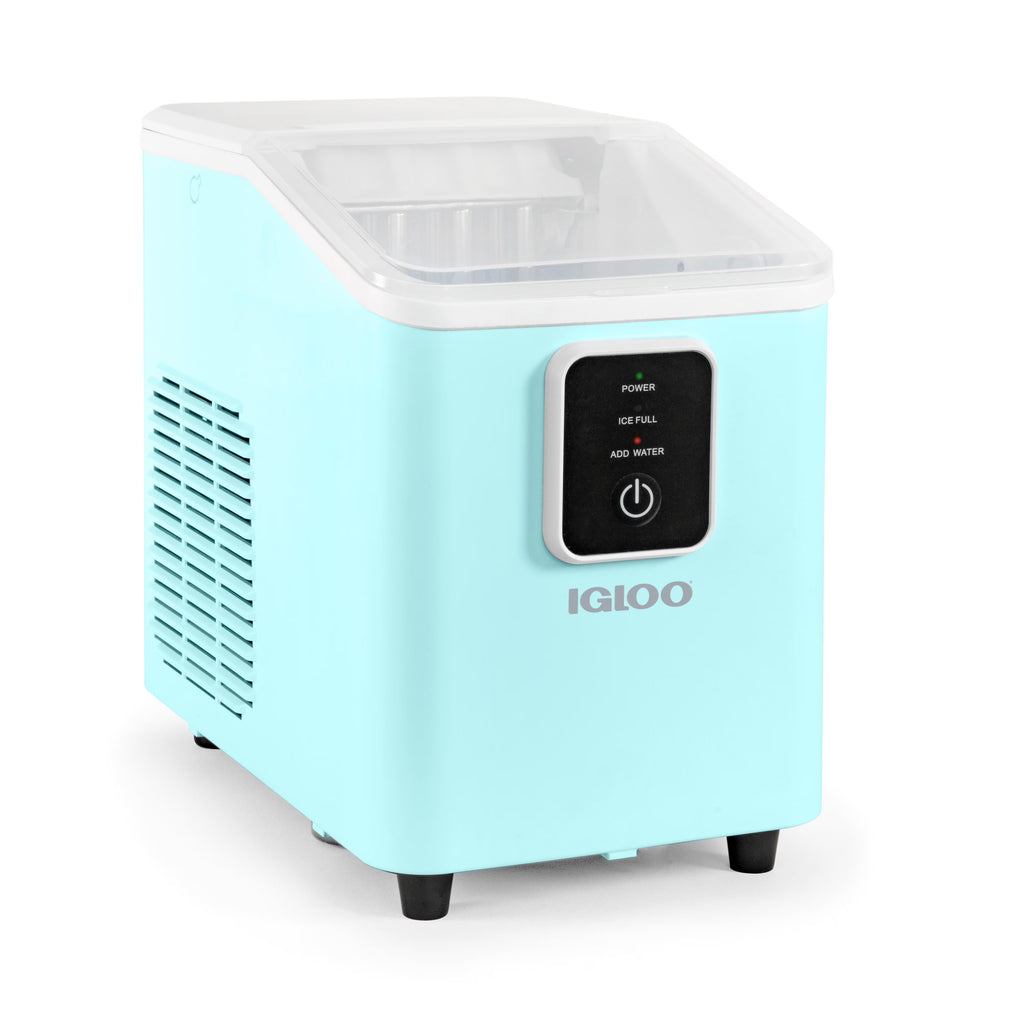 Igloo Self-Cleaning Countertop Ice Maker - Compact and Portable - Creates 26 lbs. Per Day, 8 Pieces Ready Every 7-8 Minutes - Includes Ice Scoop and Basket - Aqua