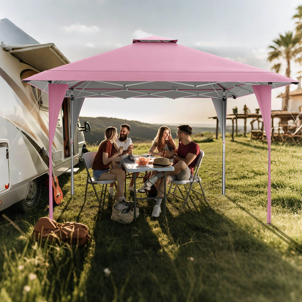 Costway 13 X 13 FT Pop up Gazebo Outdoor Canopy Tent with Portable Carrying Bag 8 Stakes Gray