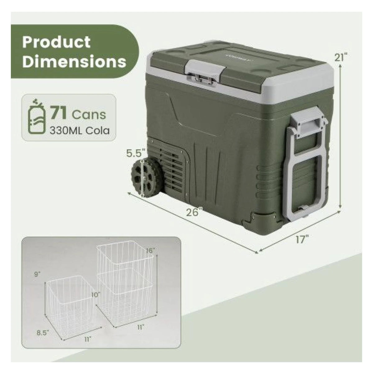 12V Car Refrigerator Portable Fridge - 35L/50L Electric Cooler, Adjustable Temp -4℉~68℉, DC 12/24V & AC 100-240V, for Road Trips, Camping, Food Preservation