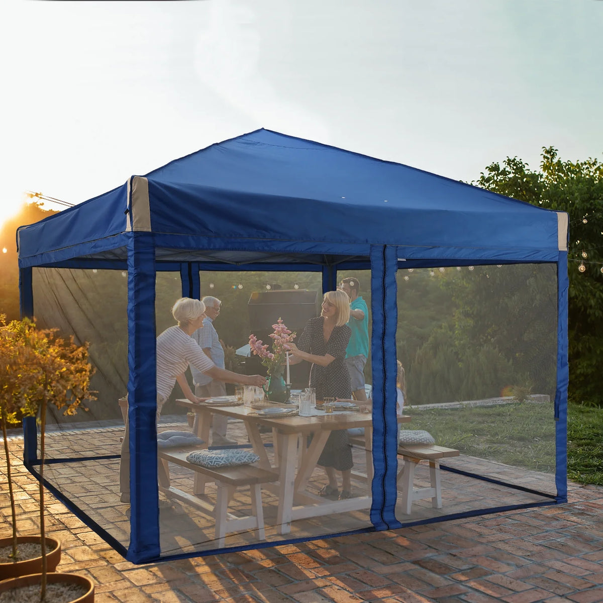 Aoodor 12'x12' Pop Up Canopy with Removable Mesh Sidewalls, Outdoor Portable Instant Shelter Tent-Black