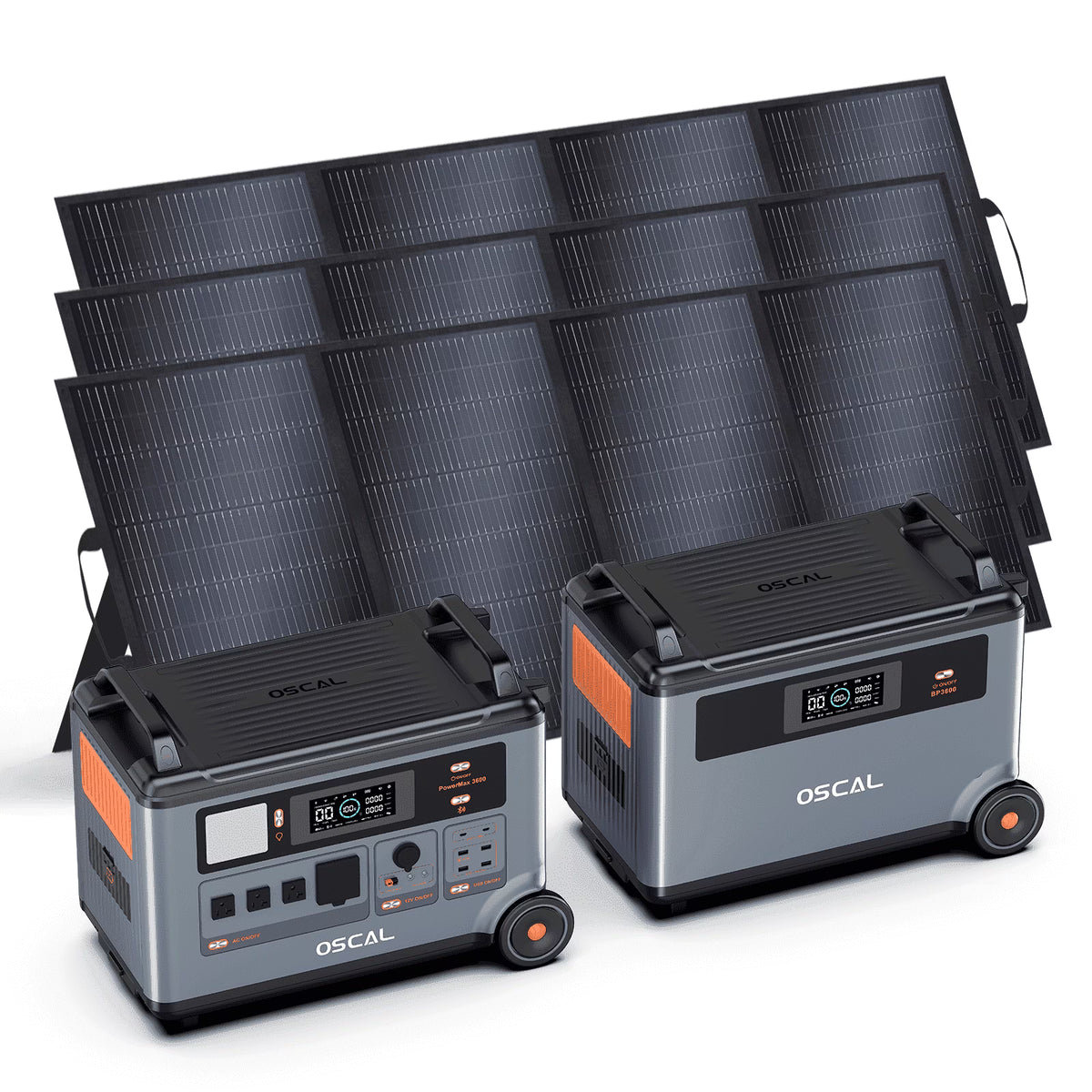OSCAL PowerMax 6000 Portable Power Station, 3600Wh LiFePO4 Battery with 6000W Output, BP3600 Expansion Battery & 200W Solar Panels, Solar Generator for Camping, Home, Outdoor, Emergency Use
