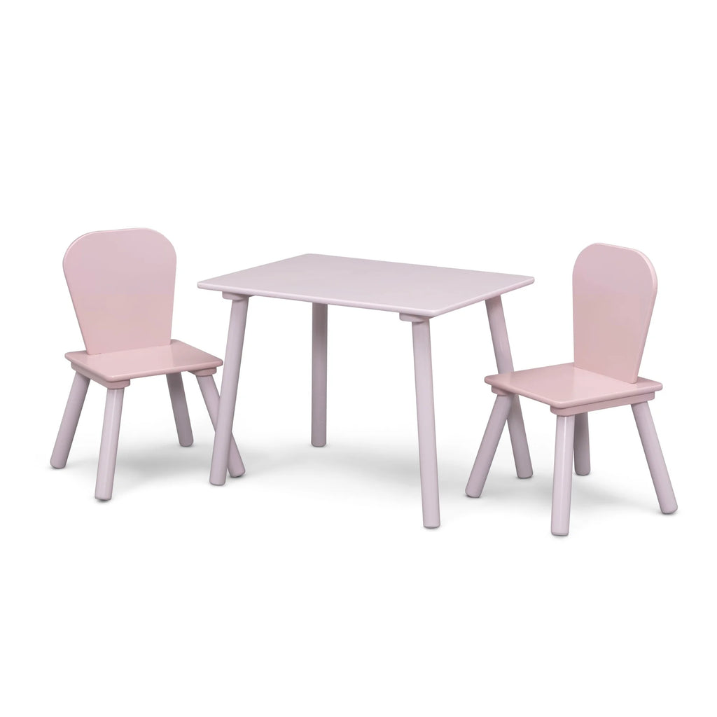 Delta Children 4-Piece Toddler Playroom Set �C Includes Play Table, 2 Chairs and 6 Bin Toy Organizer with Reusable Vinyl Cling Stickers, Light Pink/Dark Pink