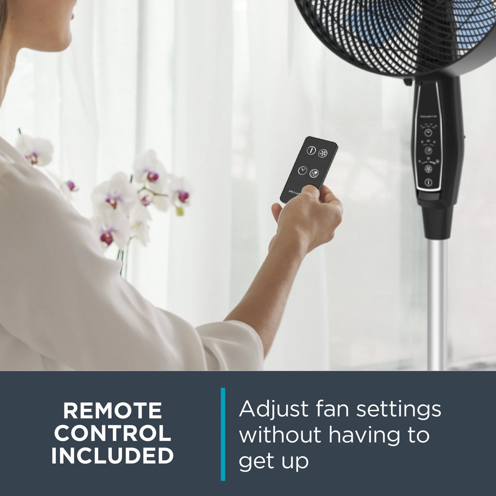 Rowenta Turbo Silence Standing Floor Fan with Remote, 53 Inch, Portable, 5 Speeds, VU5670