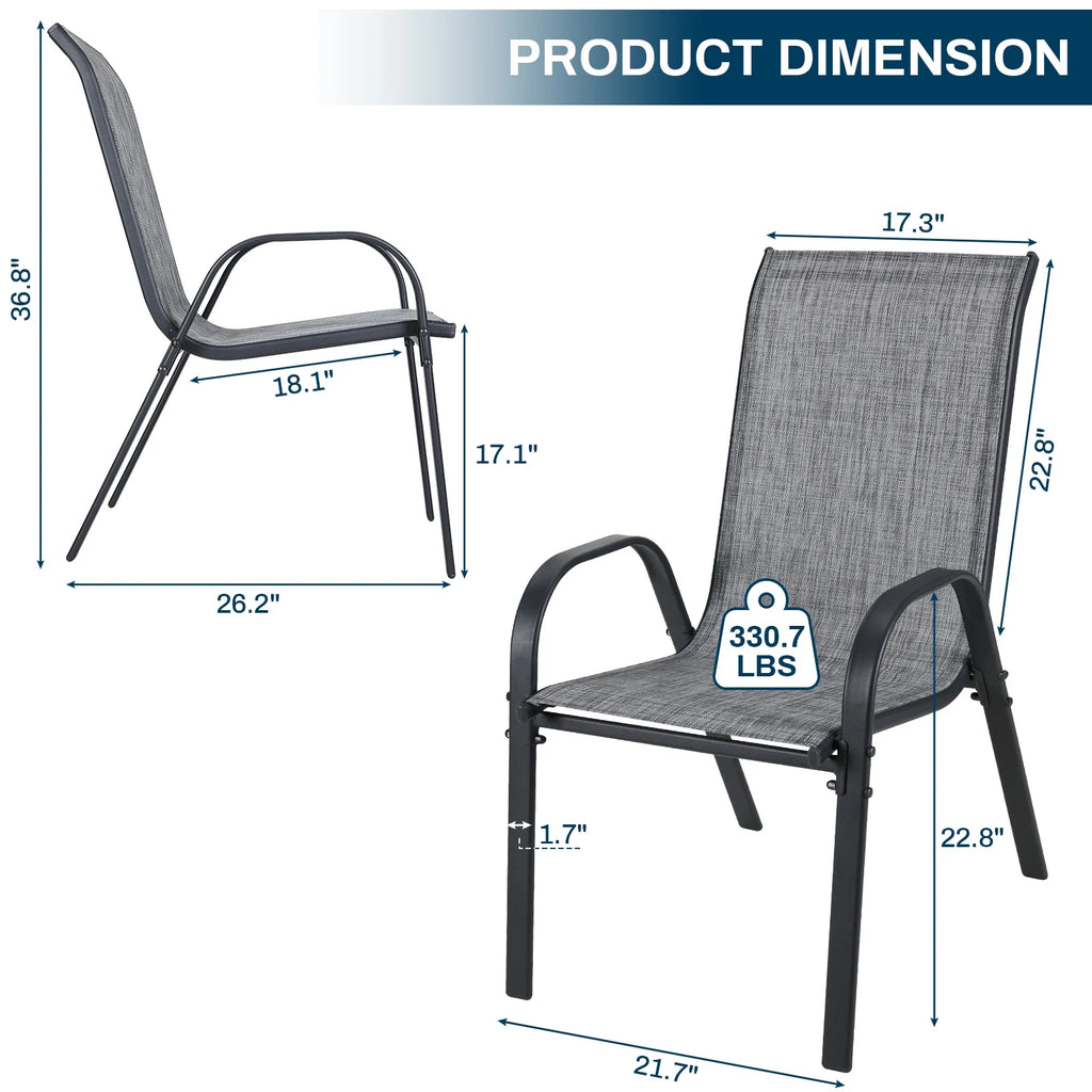 Pirecart Set of 4 Patio Dining Chairs, Textilene Outdoor Stacking Chairs for Poolside, Backyard, Garden