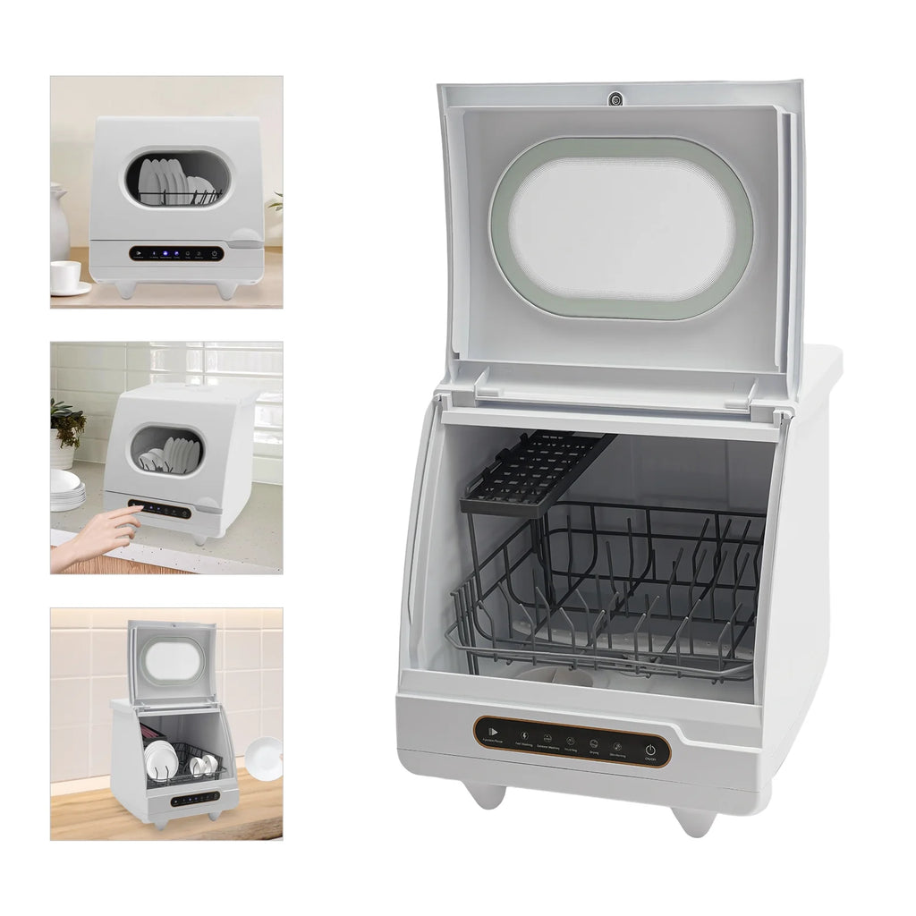 ToppiJoy Portable Countertop Dishwasher with 5 Washing Functions, Quick Wash, Sterilization & Energy-Saving Design �C Ideal for Small Kitchens, Apartments, and Family Homes