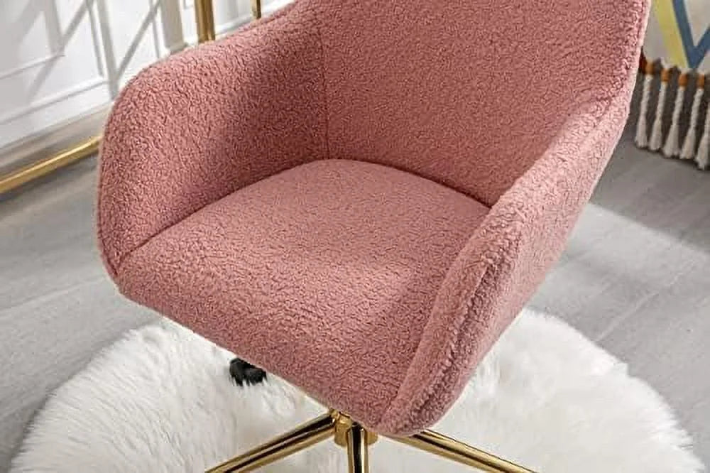 Modern Faux Fur Home Office Chair Height Adjustable, White Desk Chair Vanity Chair for Makeup Room, Rolling Desk Chairs with Wheels, Swivel Furry Cute Desk Chair for Teen Girls Women