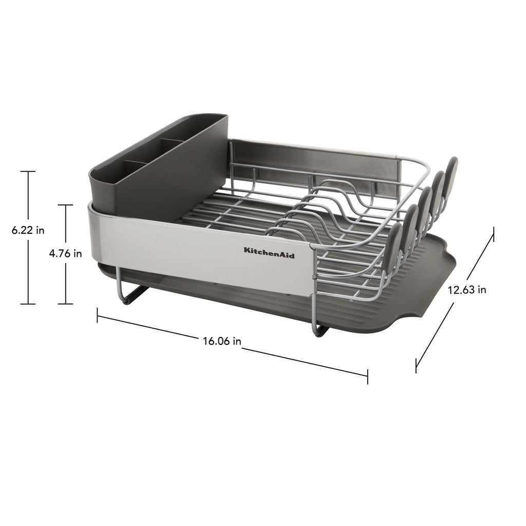 Kitchenaid Stainless Steel Wrap Compact Dish Rack in Satin Gray