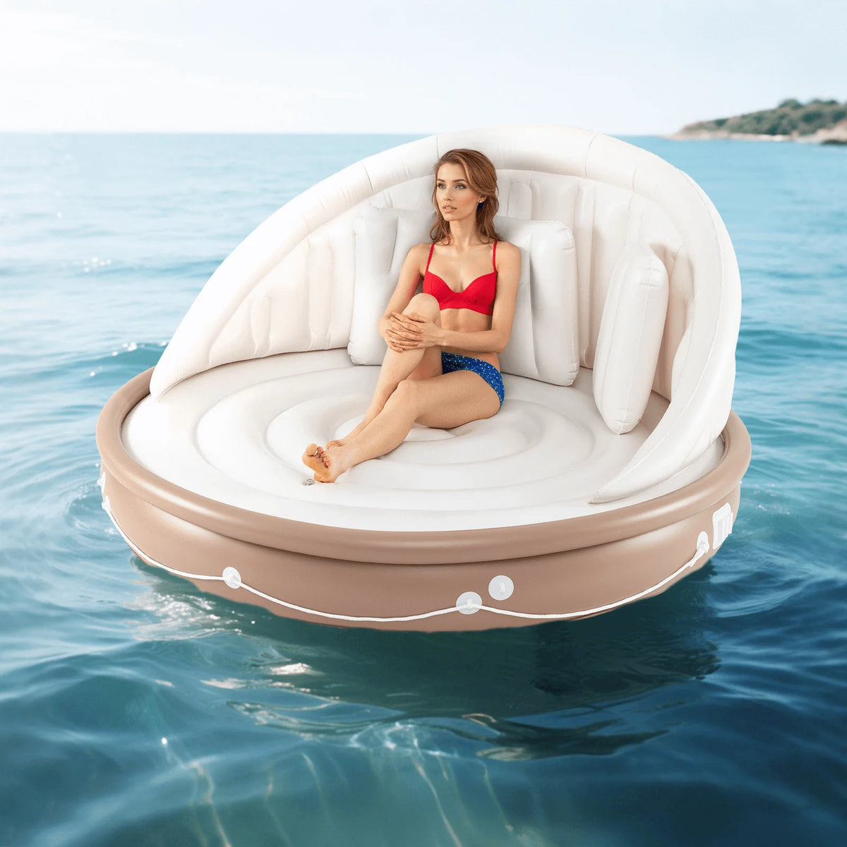 Costway Canopy Inflatable Pool Float Lounge Swimming Raft