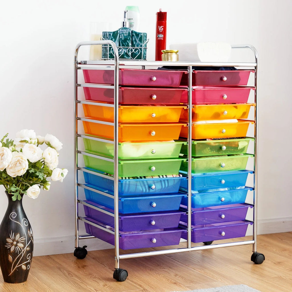 Gymax Office Rolling Cart 20 Storage Drawers Scrapbook Paper Studio Organizer Mutlicolor