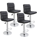 ZENY Set of 4 Bar Stool Soft Cushion Metal Frame 24-32" Swivel Chair, Black