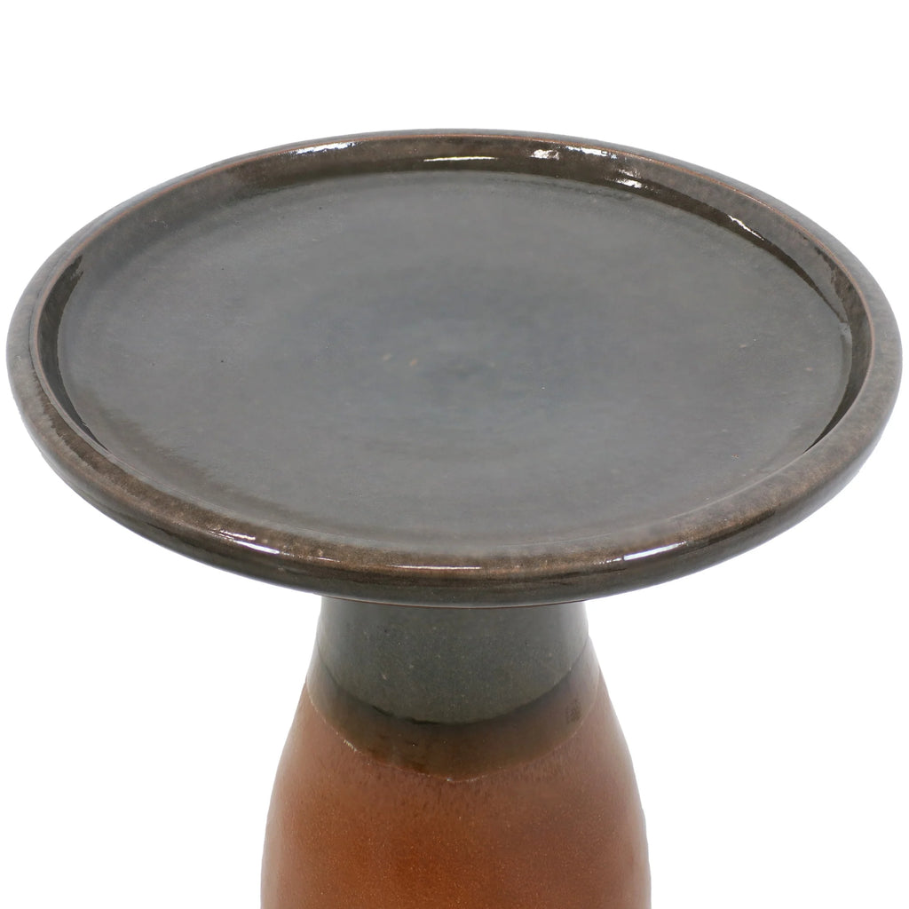 Sunnydaze Freestanding Ceramic Outdoor Bird Bath, Glazed, UV-Resistant Galaxy Blue Finish