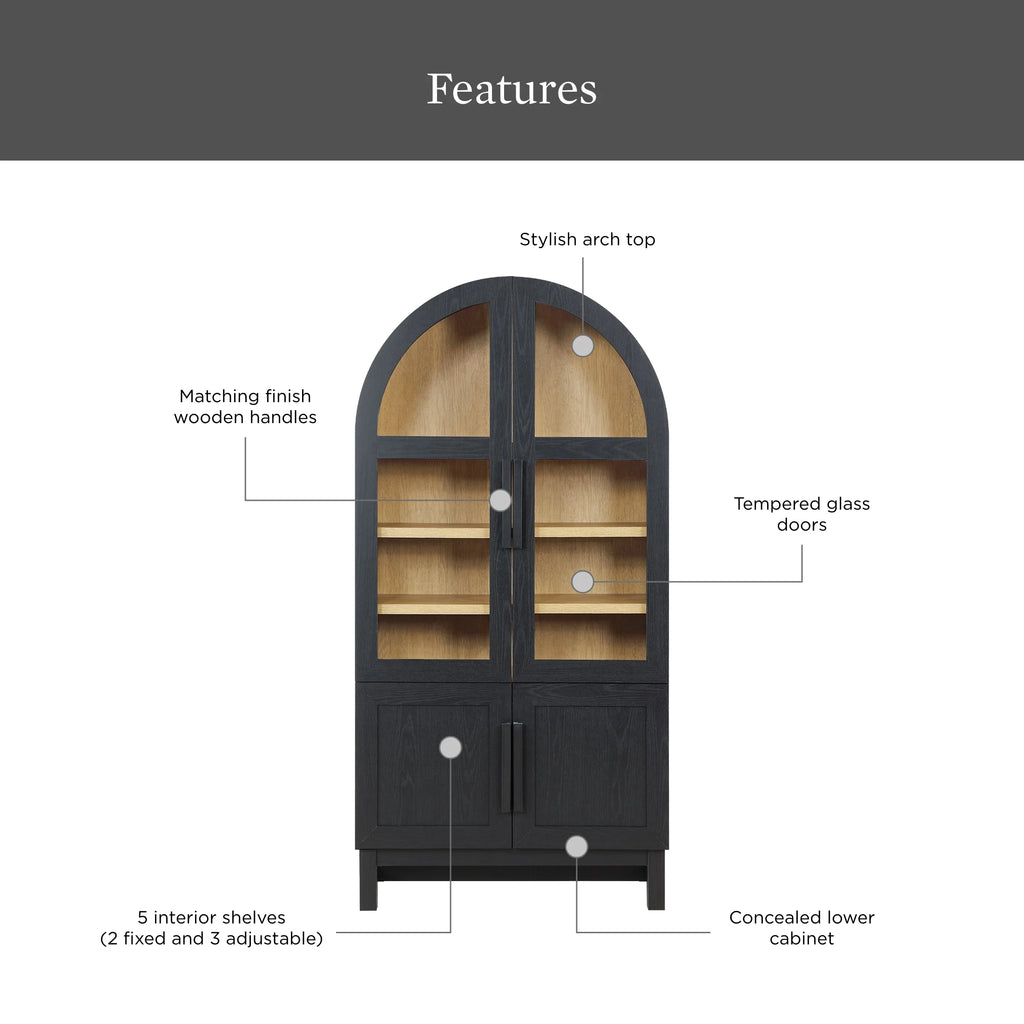 Better Homes & Gardens Juliet Kitchen Rounded Arch Cabinet, Rich Black