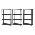 Sterilite Plastic Indoor Outdoor 4 Shelf Durable Shelving Unit, Gray 3 Pack
