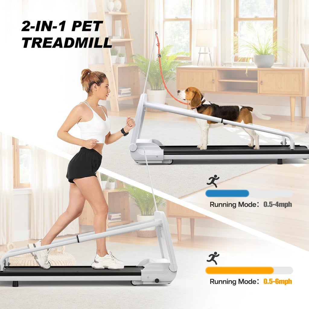 Ambifirner Dog Treadmill for Medium Small Dogs - 265lbs Weight Capacity Pet Running Machine - 2 in 1 Treadmill for Pet Fitness with Move Wheels and Remote Control