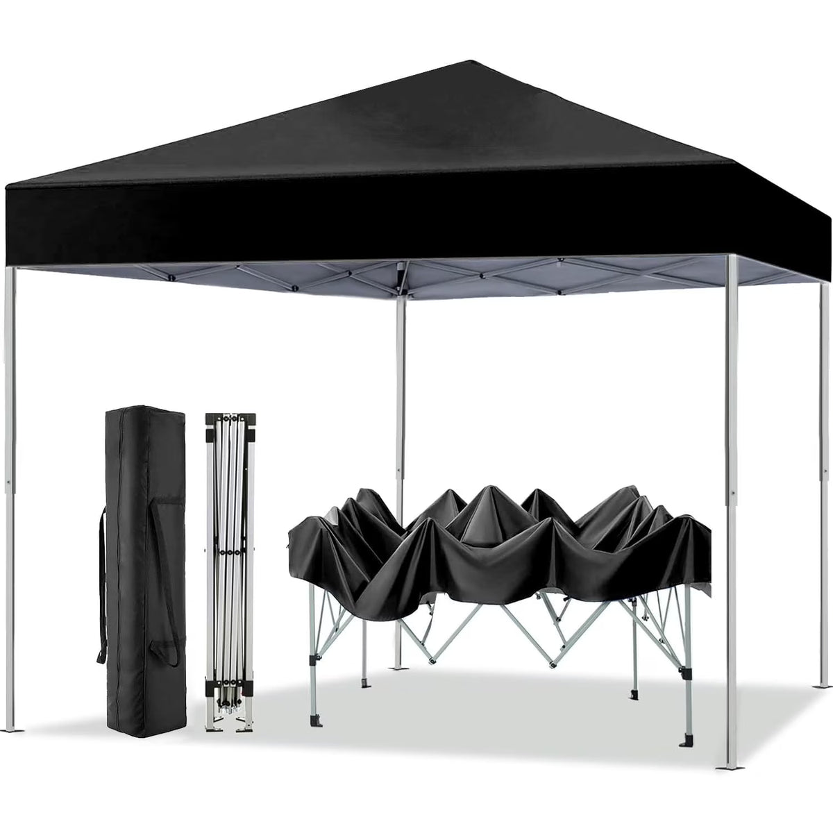 GVDV Canopy Tent, 10x10 ft Easy Pop up Outdoor Canopy Tent, Portable Straight Leg Gazebo Instant Canopy, Blue