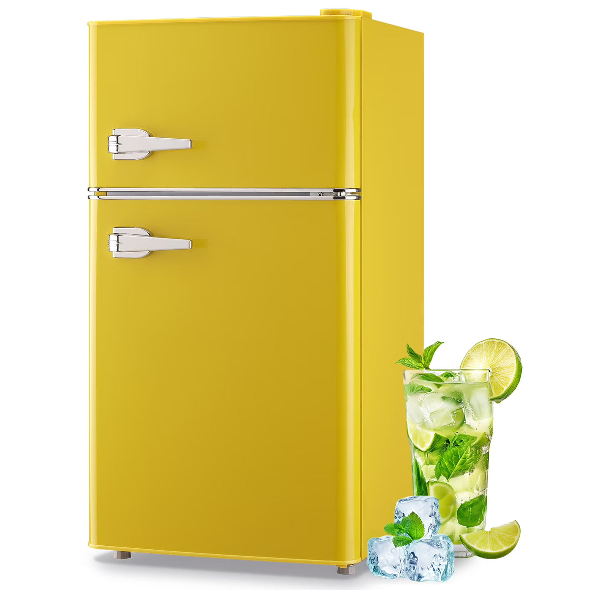 Tacool 3.5 Cu.ft Retro Mini Fridge with Freezer, 2 Door Small Refrigerator with 7 Adjustable Thermostat for Home, Blue