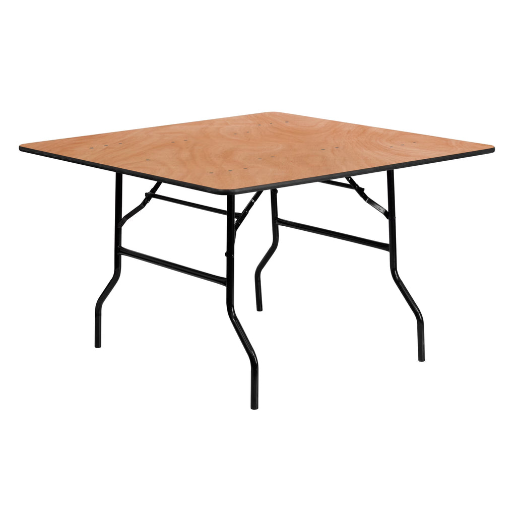 Flash Furniture 4' Square All-Occasion Wood Folding Event Table, Natural/Black
