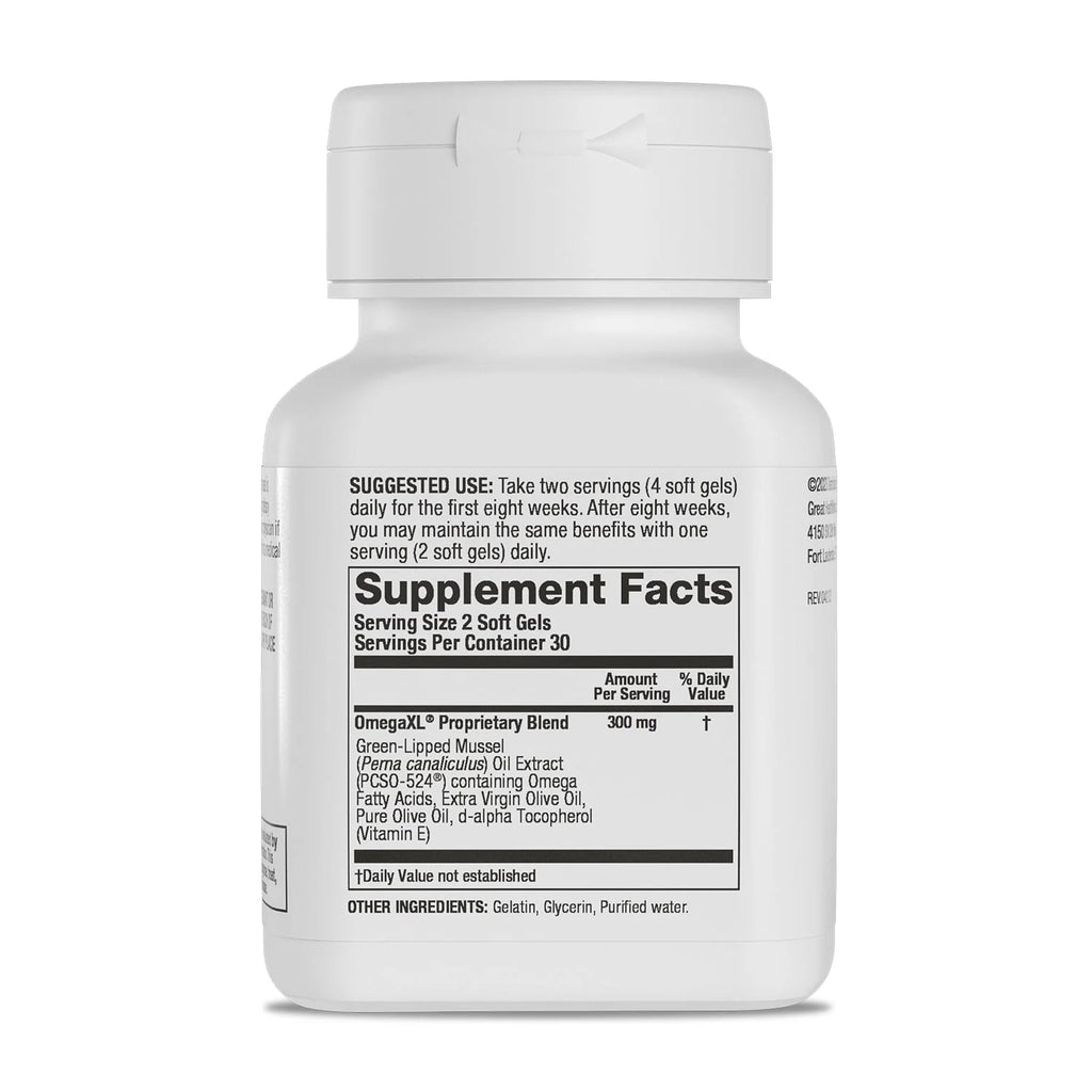 OmegaXL, Supplement Green-Lipped Mussel Oil - 60 Softgels
