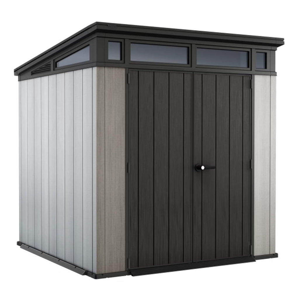 Keter Artisan 9x7 Foot Large Outdoor Shed & Floor w/Modern Design, Grey