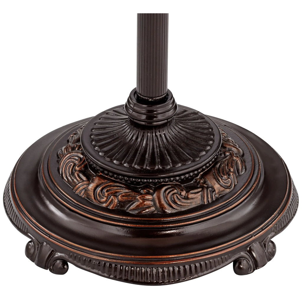 Barnes and Ivy Traditional Floor Lamp 4-Light 63" Tall Lush Bronze Tortoise Glass Font Bell Shade for Living Room Reading Bedroom Office