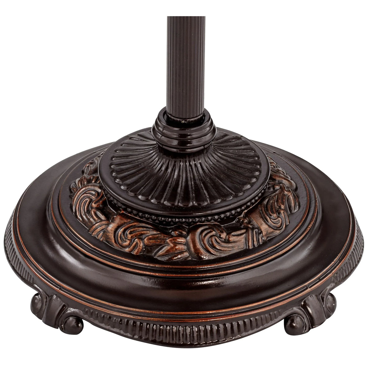 Barnes and Ivy Traditional Floor Lamp 4-Light 63" Tall Lush Bronze Tortoise Glass Font Bell Shade for Living Room Reading Bedroom Office