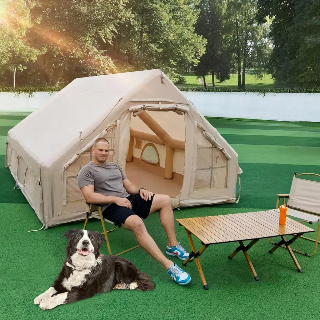 Gaonala 4-6 Person Inflatable Camping Tent with Pump Quick Setup 4-Season Family Tent Waterproof Windproof 420D Oxford Fabric