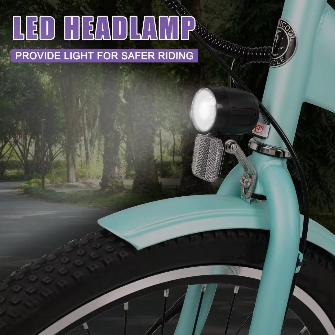 Docred 24" Electric Tricycle for Adults & Seniors,7 Speed 3 Wheel E-Bike with Large Basket/Low-Step Through Frame ,350W Motor 36V/10.4AH lithium bettery, 15.5MPH