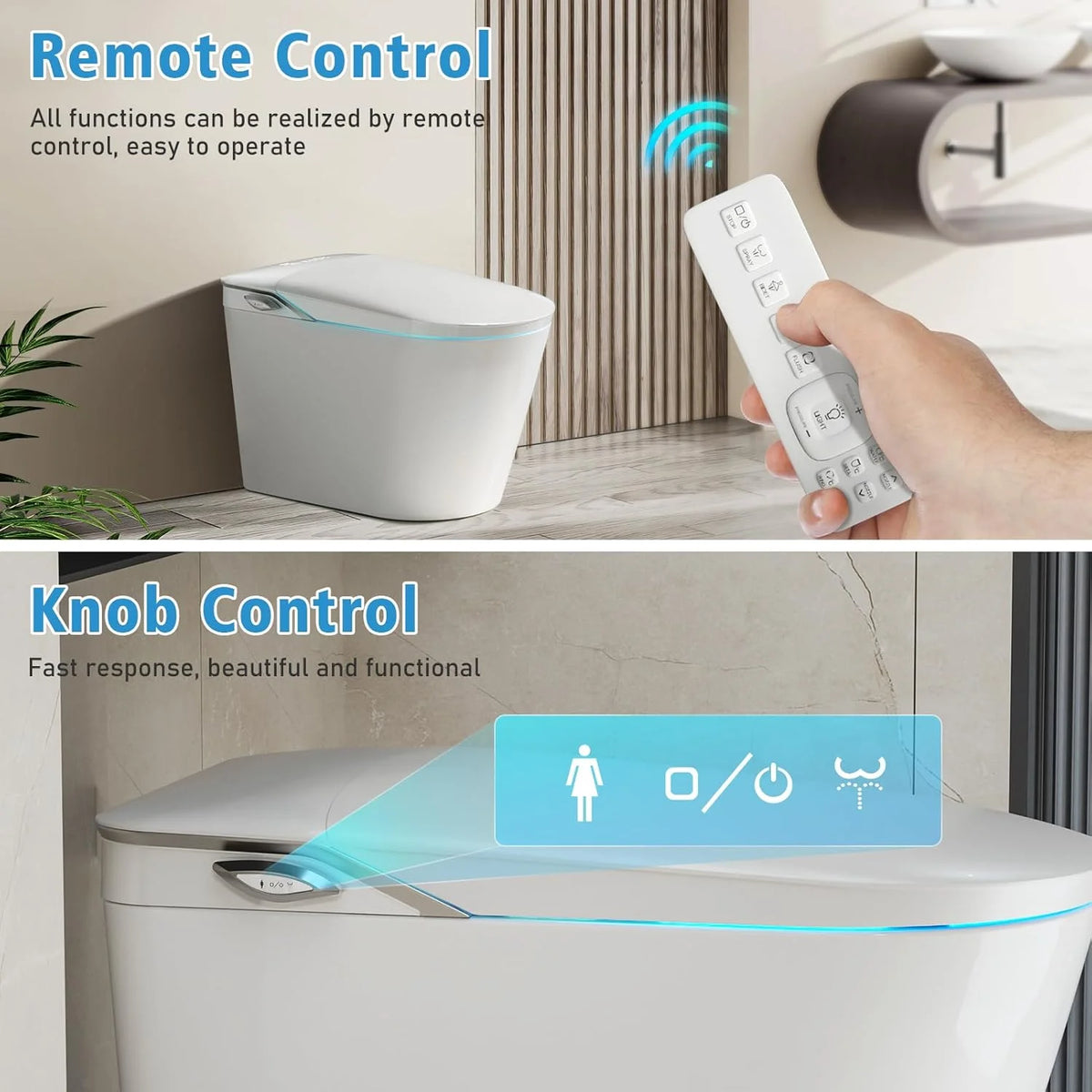 LALAHOO Smart Toilet with Bidet Built in, Auto Open & Close, Elongated Heated seat, Foot Sensor Flush, LED Display, Warm Water Wash, Dryer, Night Light, Black