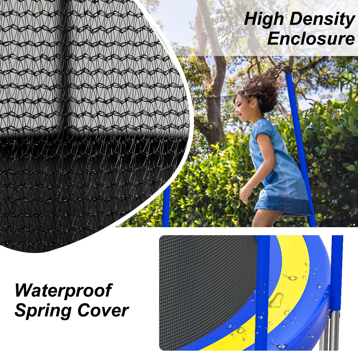 SHINPT 14ft Trampoline for Kids, Outdoor Trampoline with Net, Big Trampoline with Basketball Hoop and Ladder, Heavy Duty Trampoline with No-gap Design, Backyard Trampolines for Adult