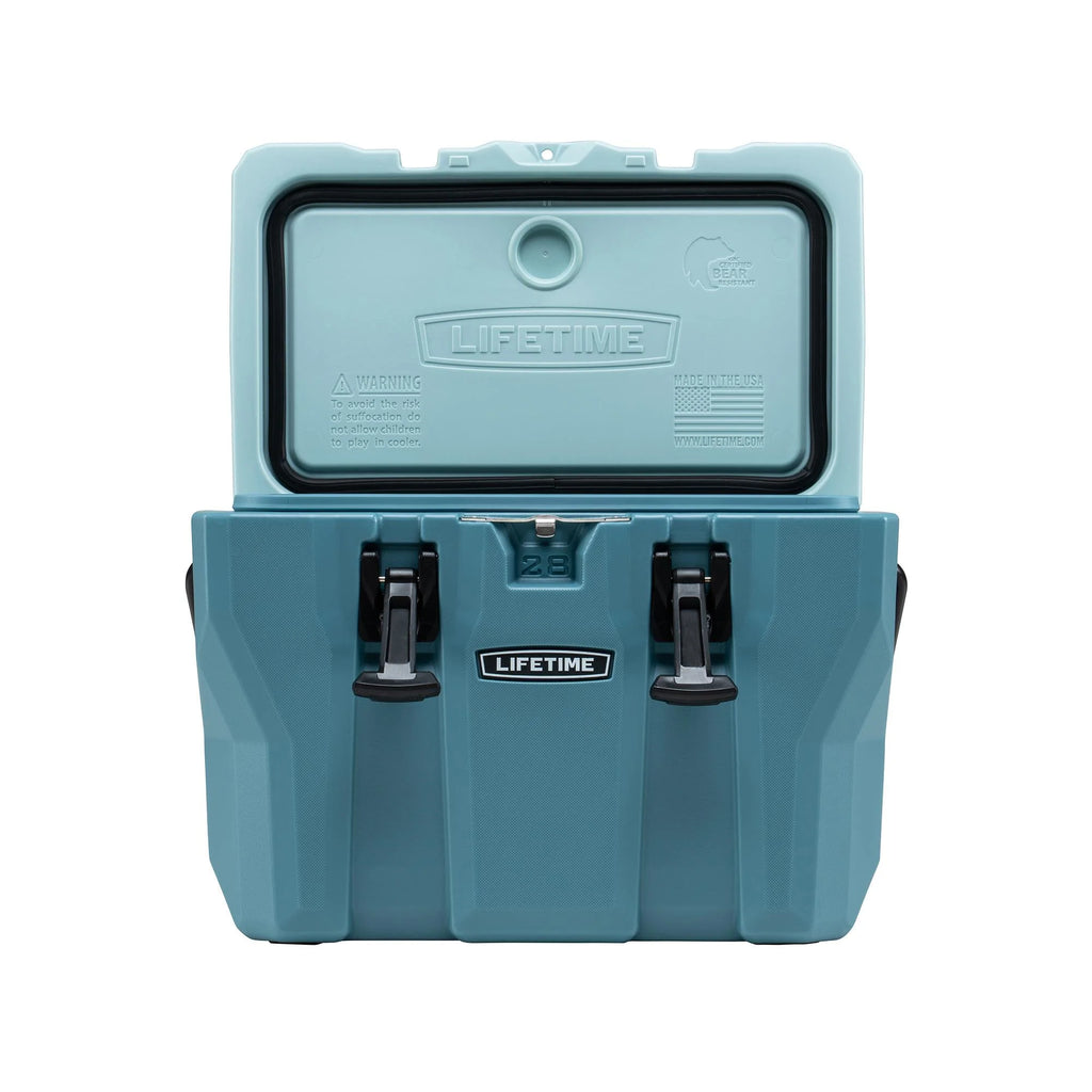 Lifetime 28 qt Bear-Resistant Camping Cooler, Premium High Performance, Ice Retention, Hard Cooler, 20 Can Capacity, Boulder Gray (91289)