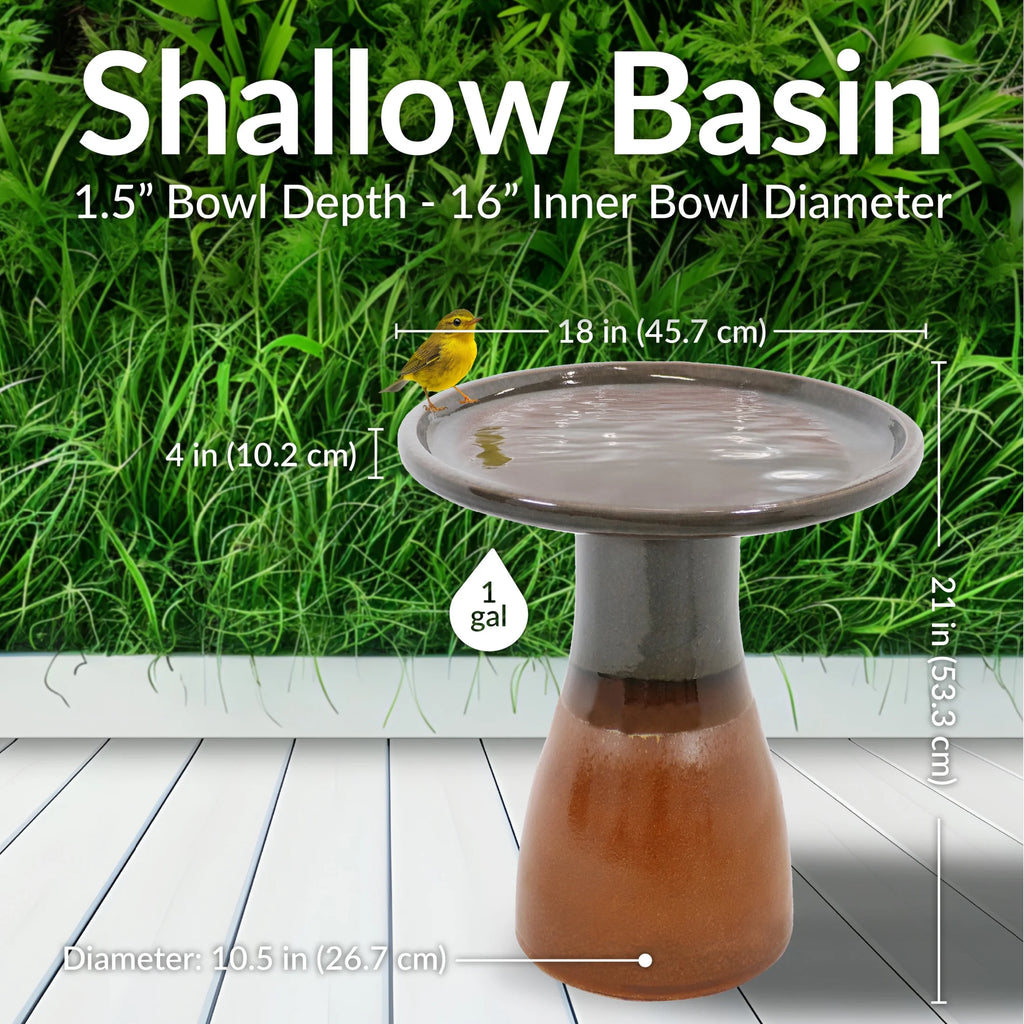 Sunnydaze Freestanding Ceramic Outdoor Bird Bath, Glazed, UV-Resistant Galaxy Blue Finish