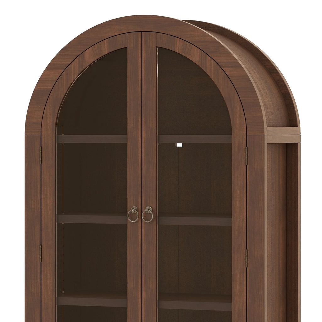 Uforic 73" Arched Pantry Cabinet with LED Light, Drawers, Shelves, Farmhouse Kitchen Storage, Black