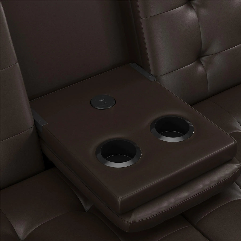 Mainstays Memory Foam 71.5" Futon with Cupholder and USB, Black Faux Leather